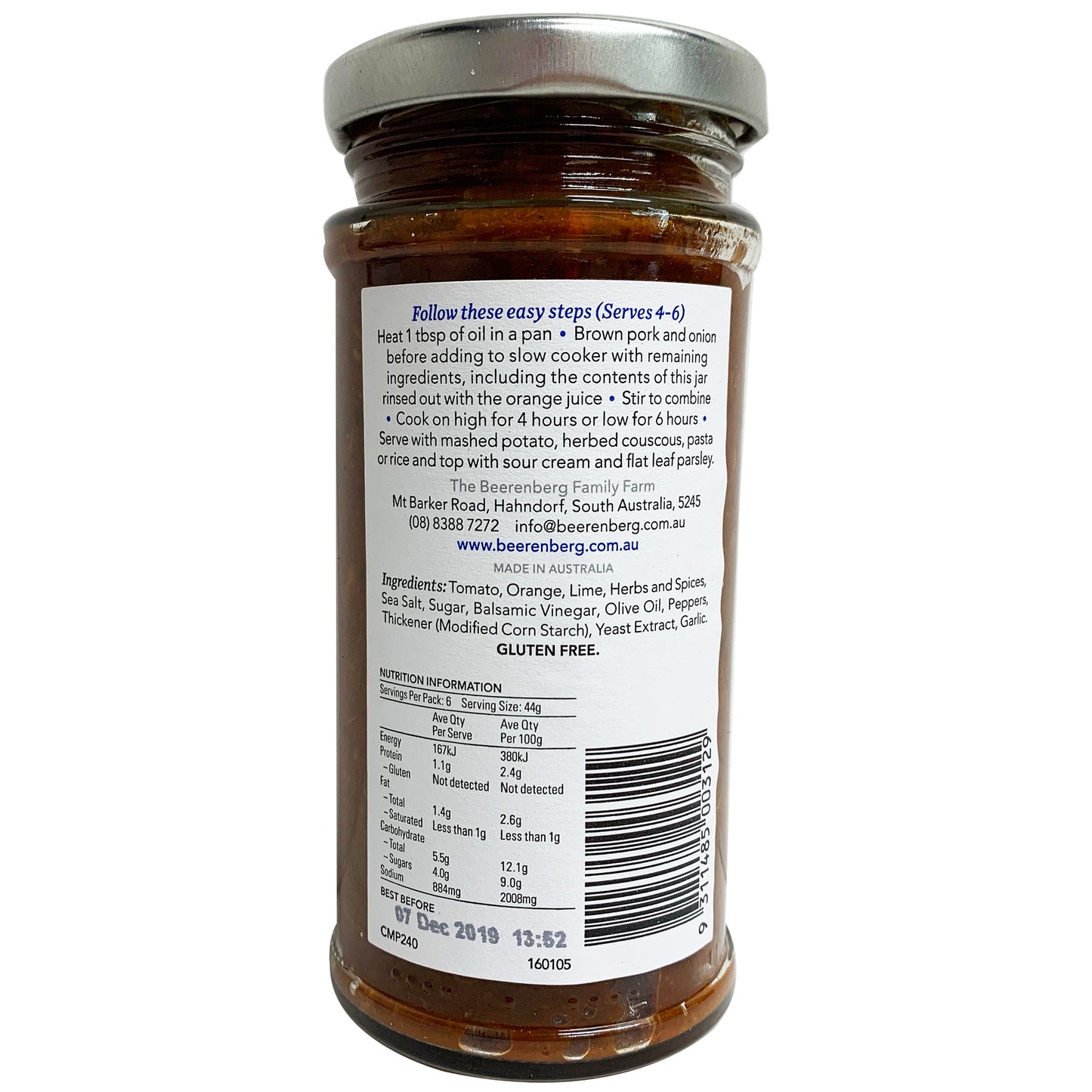Beerenberg - Cuban Mojo Pork Sauce - Slow Cooker (240mL)