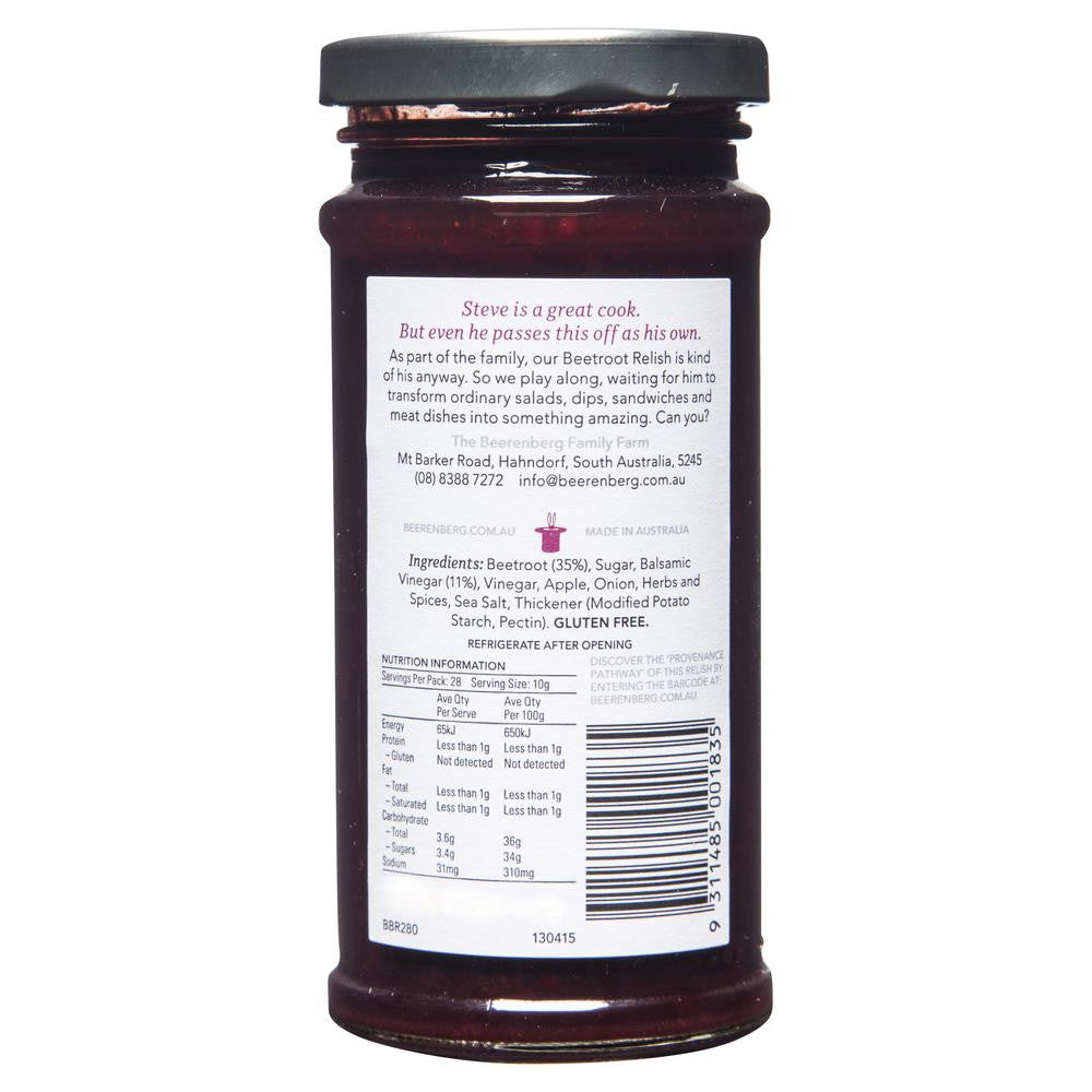 Beerenberg Balsamic Beetroot Relish 280g , Grocery-Condiments - HFM, Harris Farm Markets
- 2