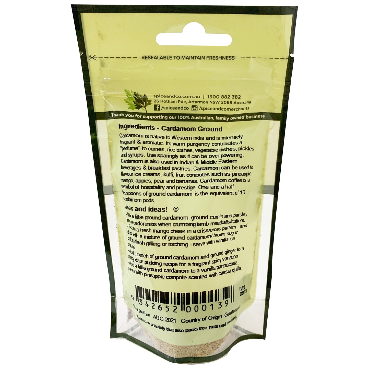 Spice and Co Cardamom Ground 15g