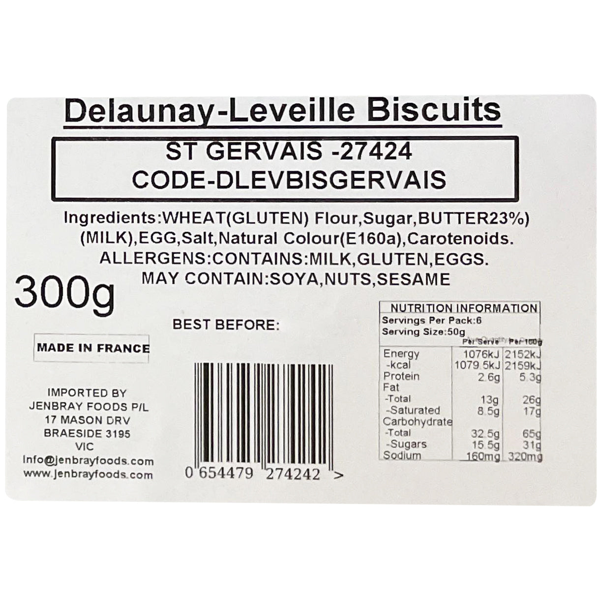 DeLaunay Leveille Biscuits St Gervais Tin | Harris Farm Online