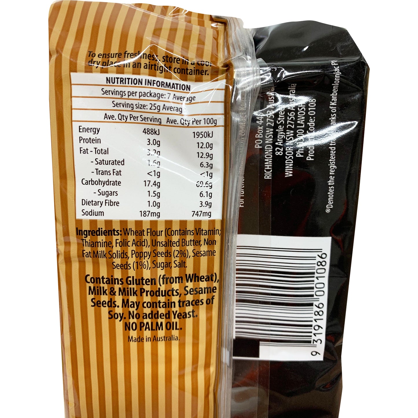 Kurrajong Kitchen Lavosh Bites Poppy and Sesame 175g