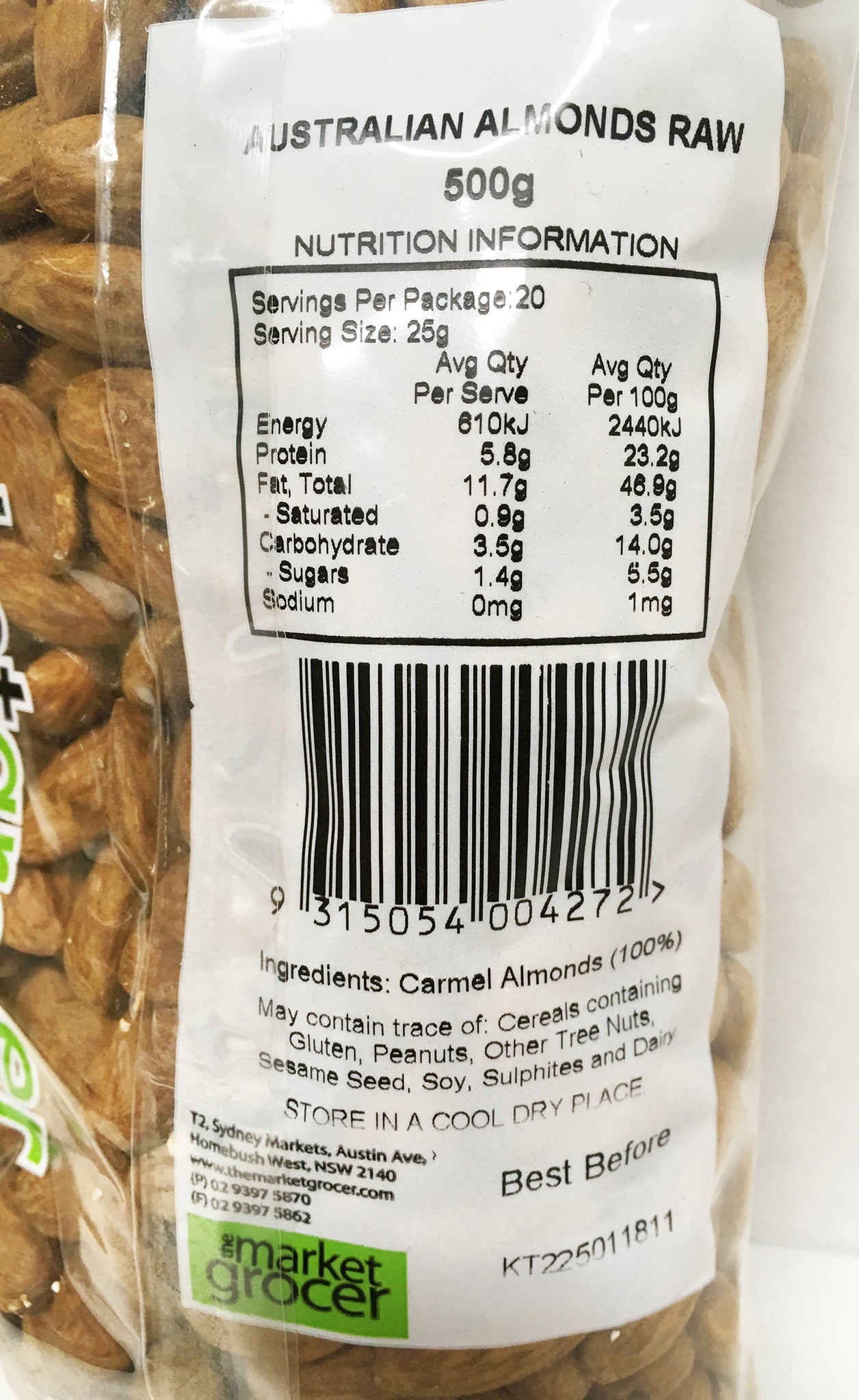 The Market Grocer - Almonds Raw (500g)
