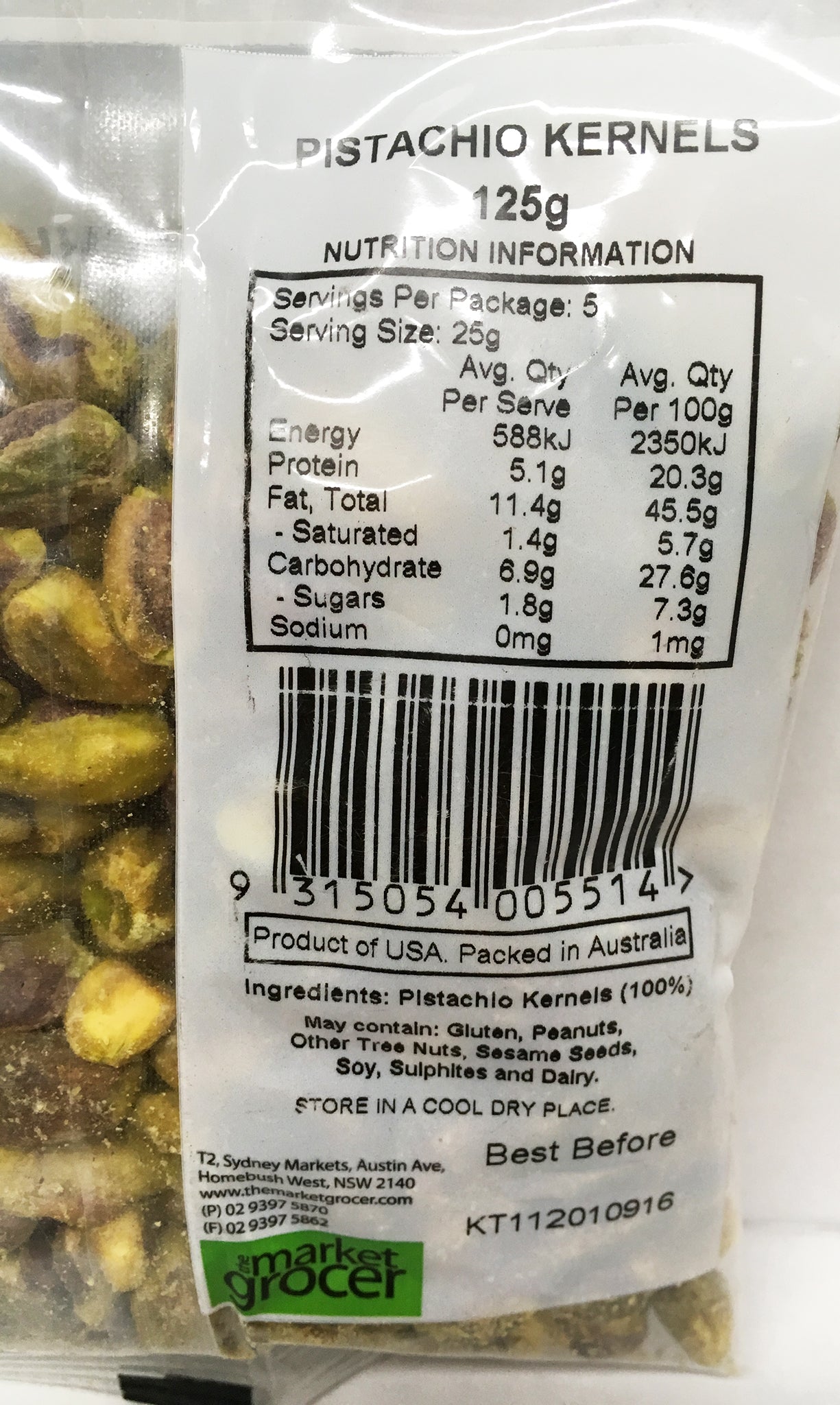 The Market Grocer - Pistachio Kernels (125g)