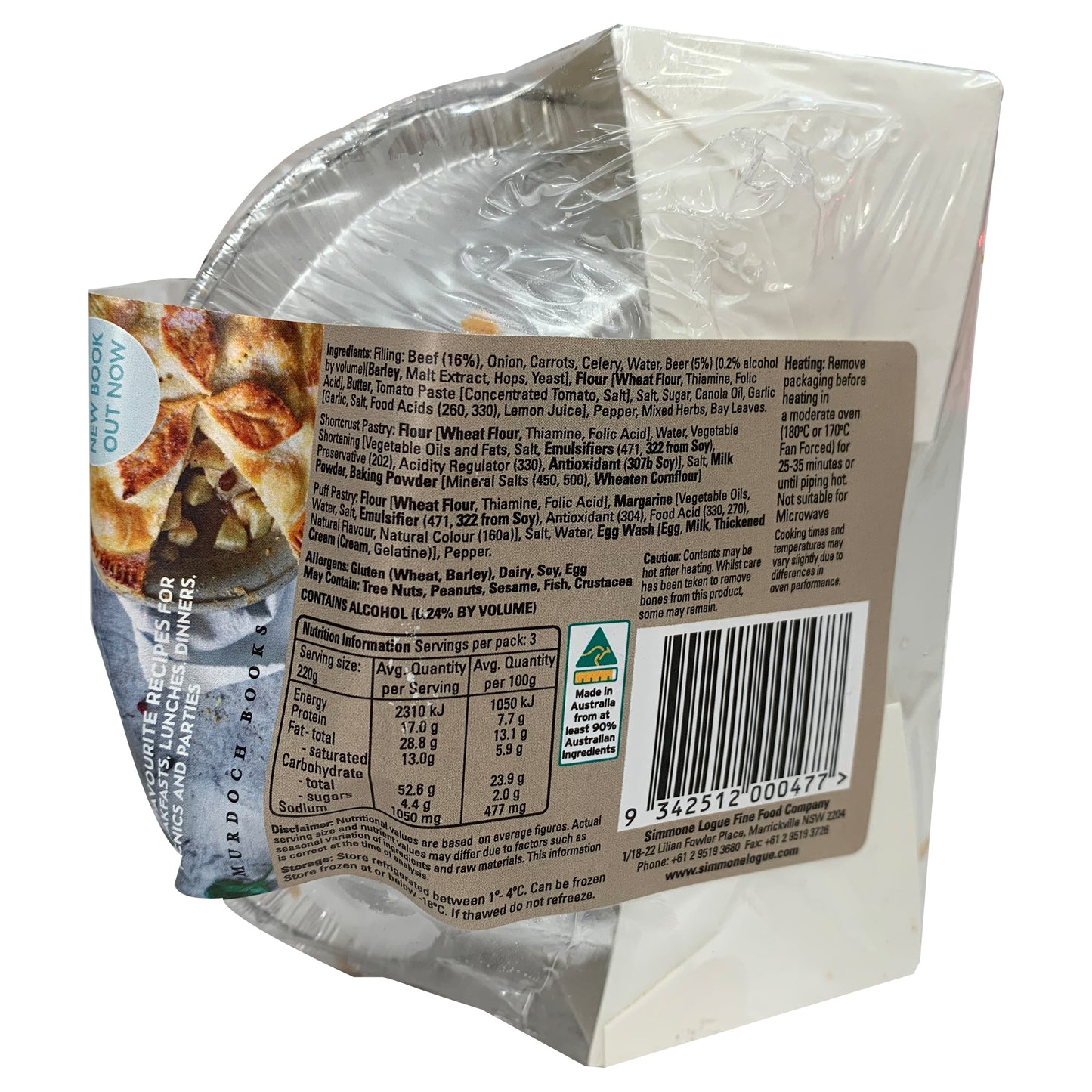 Simmone Logue Beef and Guinness Pies x3 700g