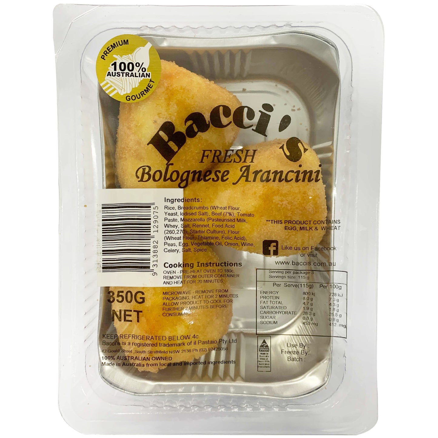 Baccis Fresh Beef Bolognese Arancini | Harris Farm Online