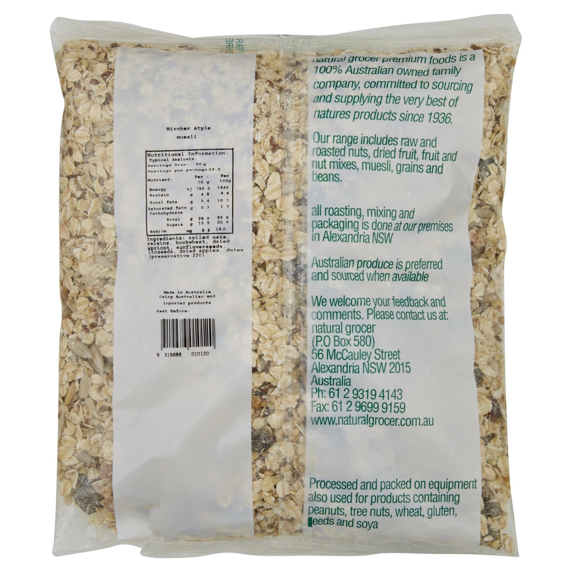Natural Grocer Muesli Bircher 750g , Grocery-Cereals - HFM, Harris Farm Markets
 - 2