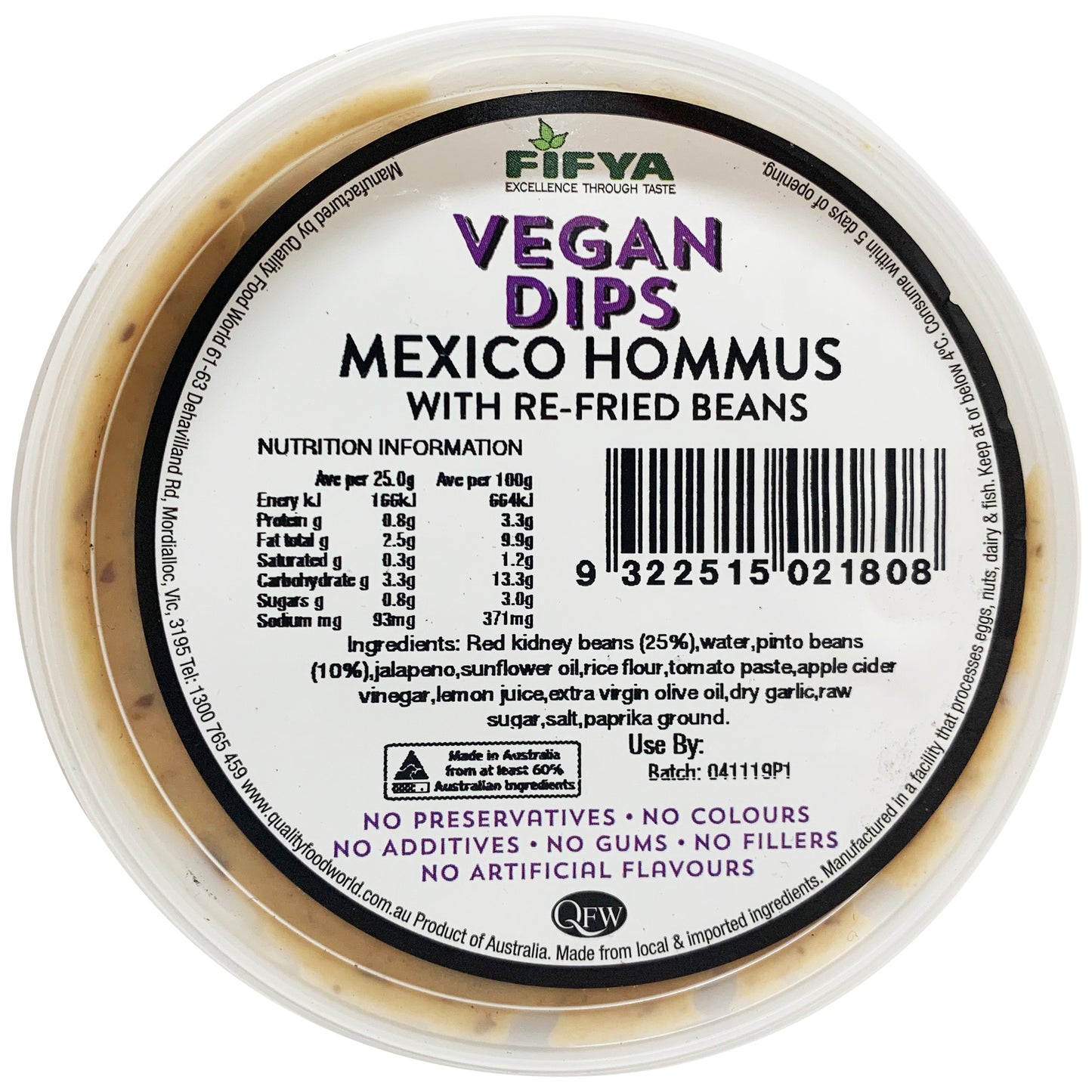 Fifya Vegan Mexico Hommus with Refried Beans 250g