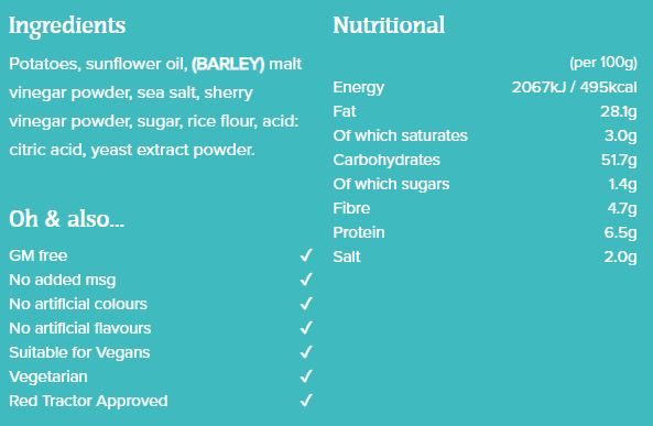 Burts Hand Cooked Potato Chips Sea Salt and Malt Vinegar 150g