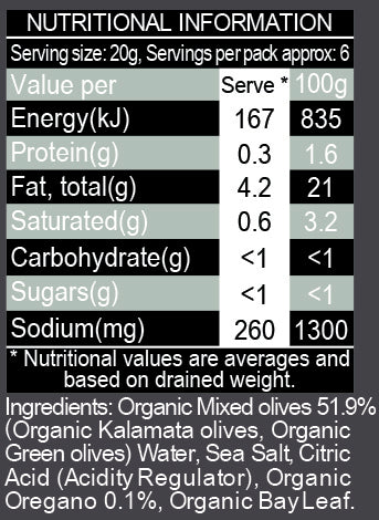 Foda Organic Mixed Greek Olives with Oregano | Harris Farm Online