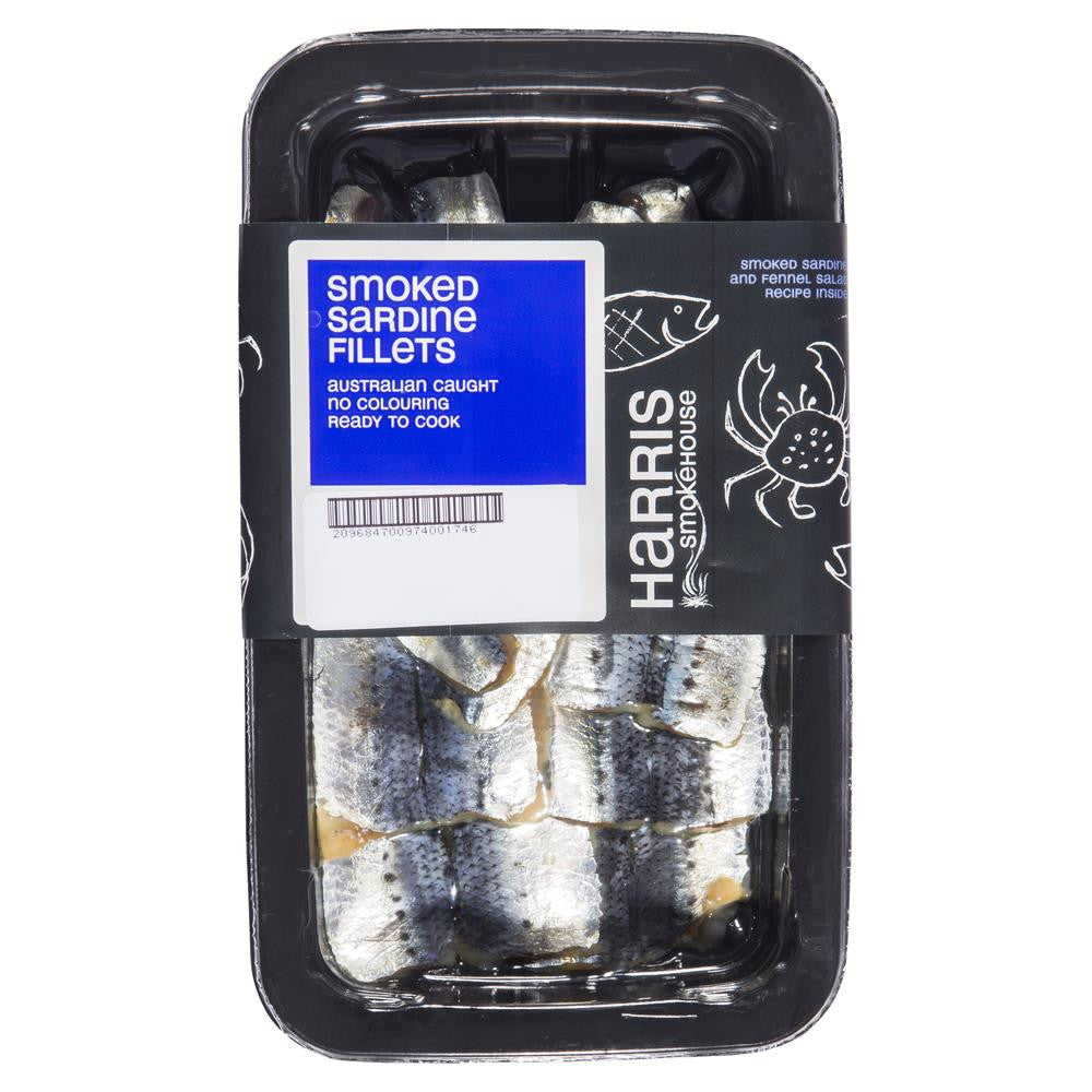 Harris Smokehouse Smoked Sardine Fillets (150-250g) , Frdg3-Seafood - HFM, Harris Farm Markets
 - 1
