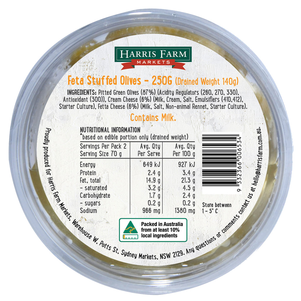 Harris Farm Feta Stuffed Olives | Harris Farm Online