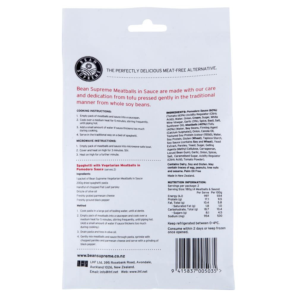 Bean Supreme Vegetarian Meatballs Sauce 360g , Frdg3-Meals - HFM, Harris Farm Markets
- 2