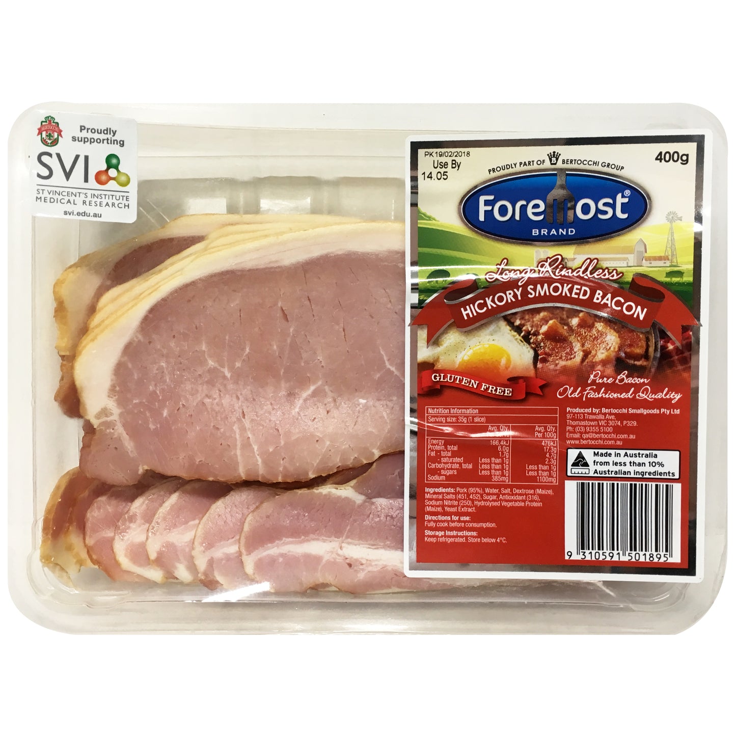 Foremost - Hickory Smoked Bacon - Long Rindless | Harris Farm Online