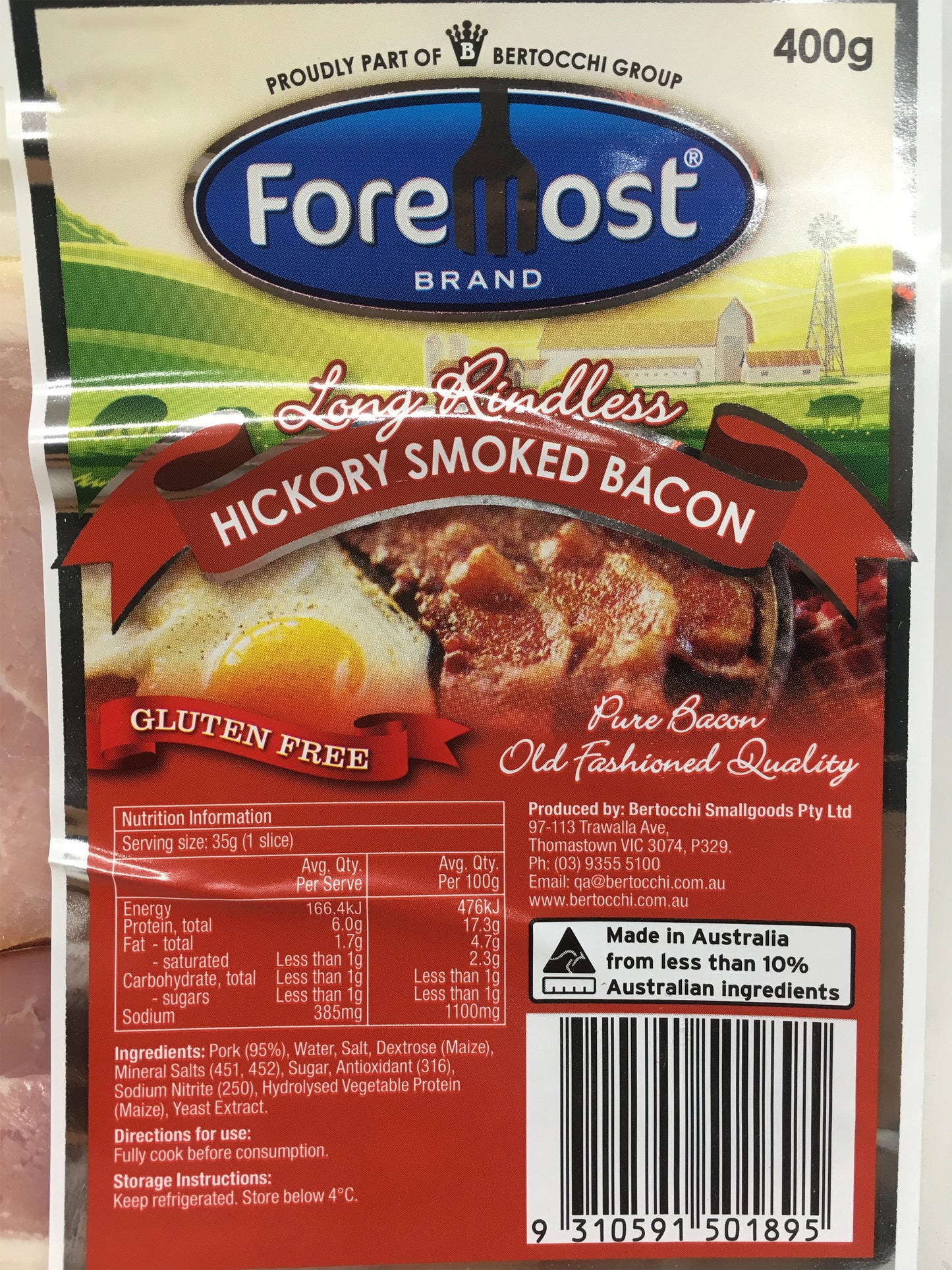 Foremost - Hickory Smoked Bacon - Long Rindless | Harris Farm Online