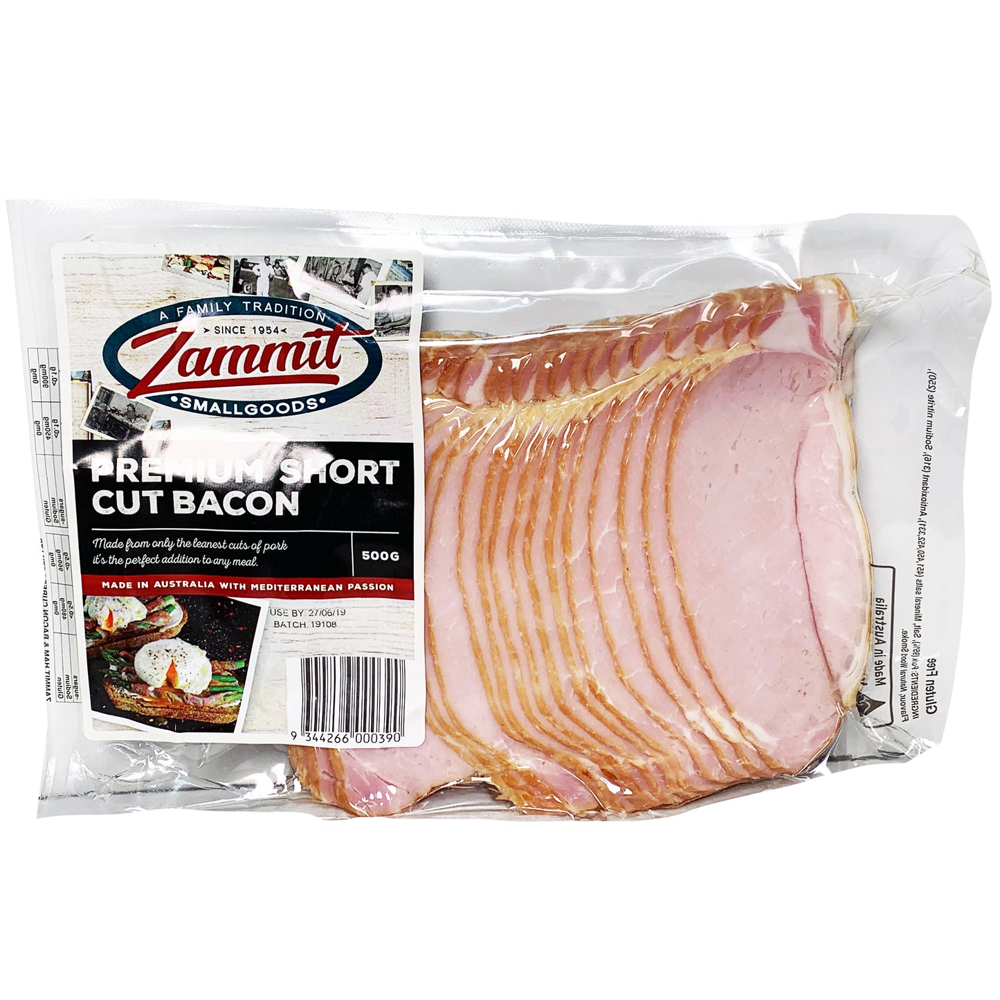 Zammit Premium Shortcut Bacon 500g