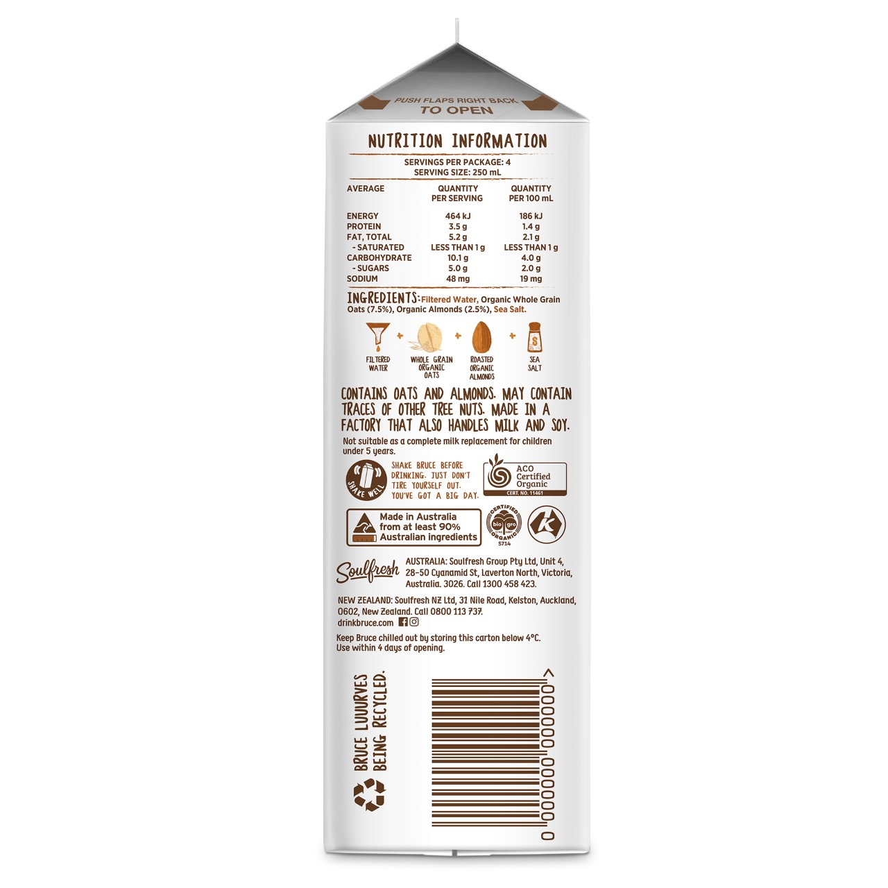Nutty Bruce - Roasted Almond and Oat Milk - Organic | Harris Farm Online