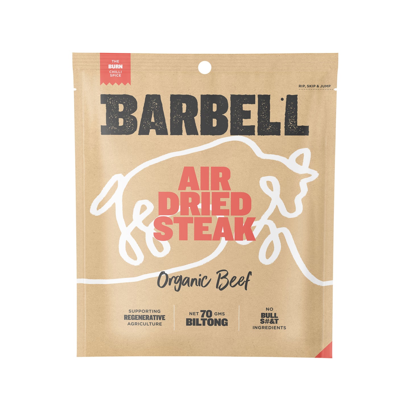 Barbell Burn Chilli Spice Air Dried Steak Organic Grass Fed Beef 30g