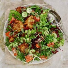 Hot Smoked Salmon Salad - with Potato Rosti and Herbed Yoghurt Dressing | Harris Farm Online