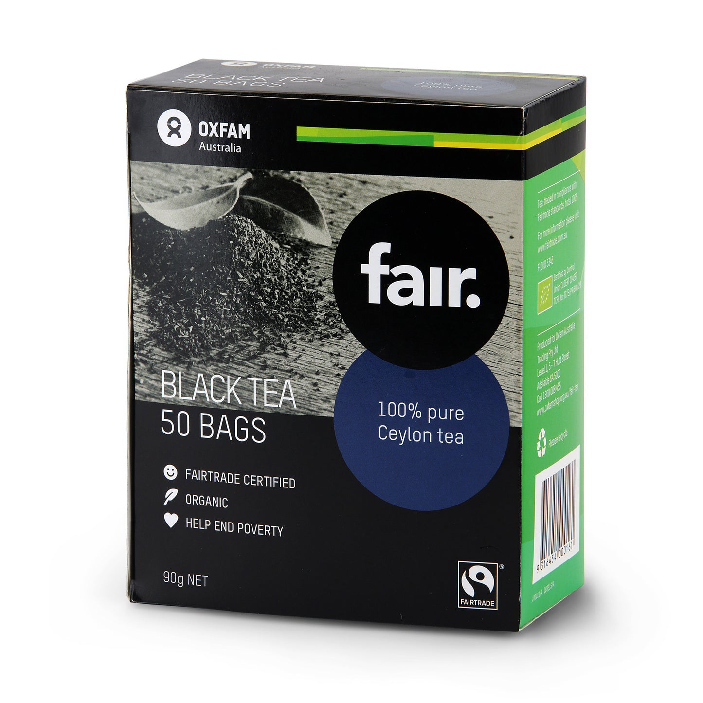 Oxfam - Black Tea - 100% Pure Ceylon (50 Teabags, 90g)