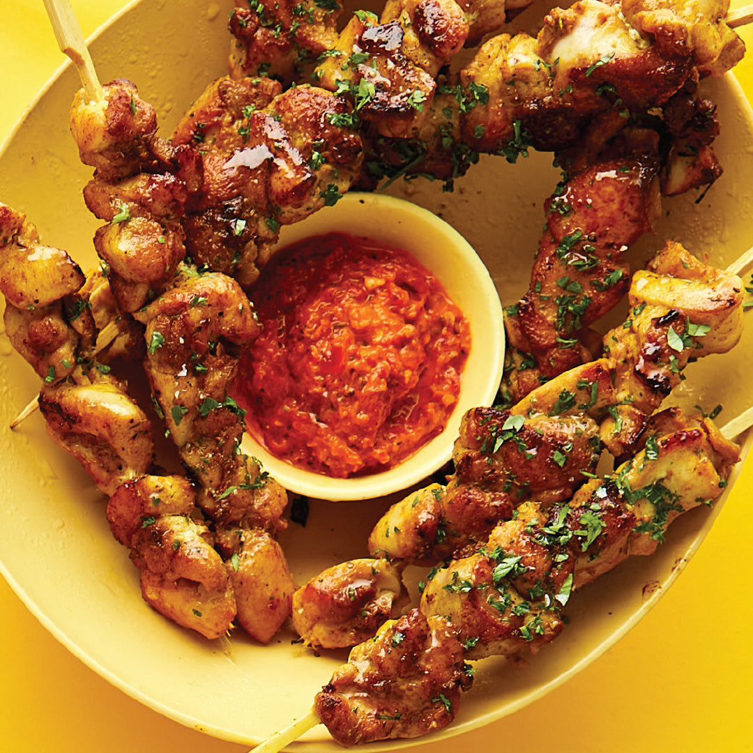 Cajun Spiced Chicken Pinchos - with Plantain Chips | Harris Farm Online