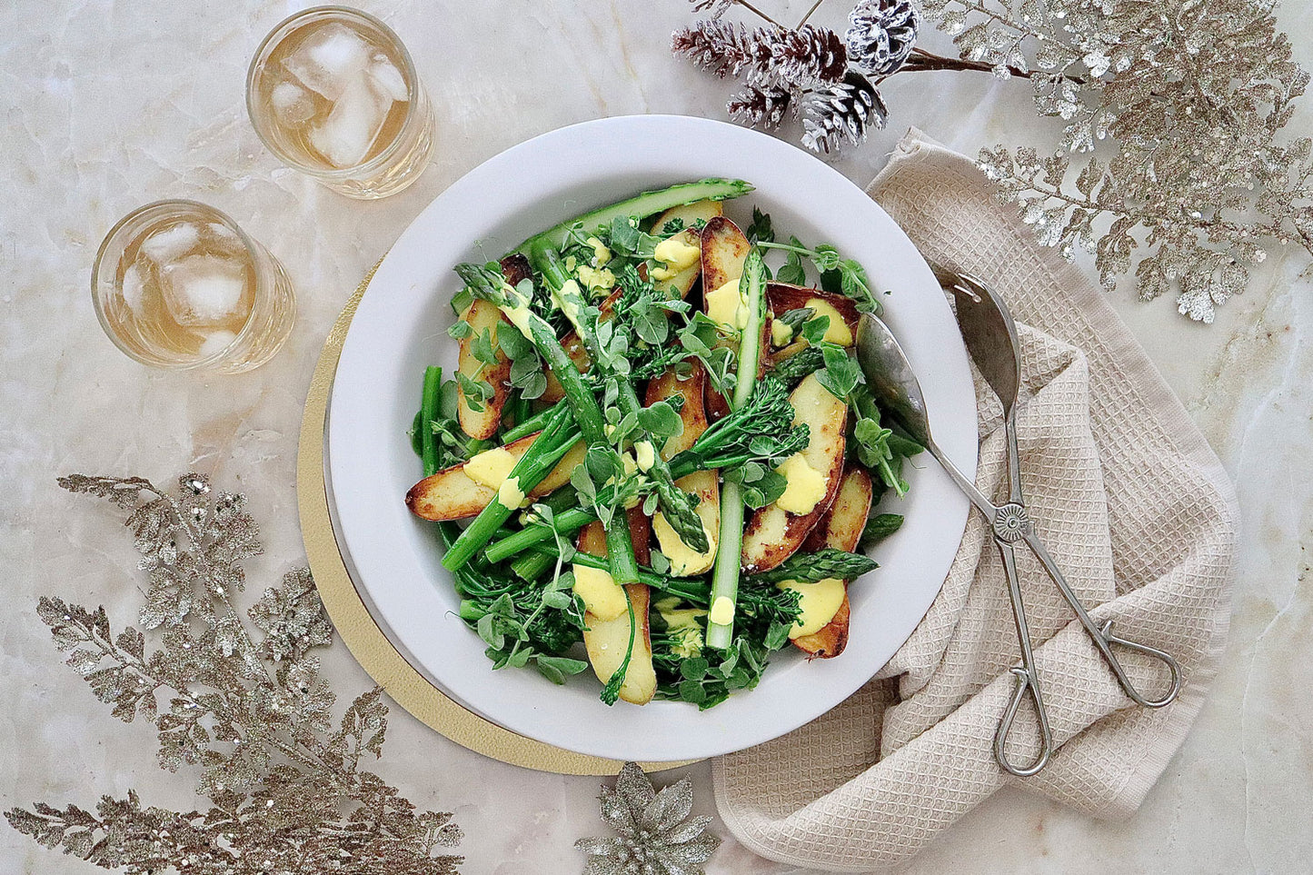 Potato Asparagus and Broccolini Salad - with Horseradish and Turmeric Dressing | Harris Farm Online