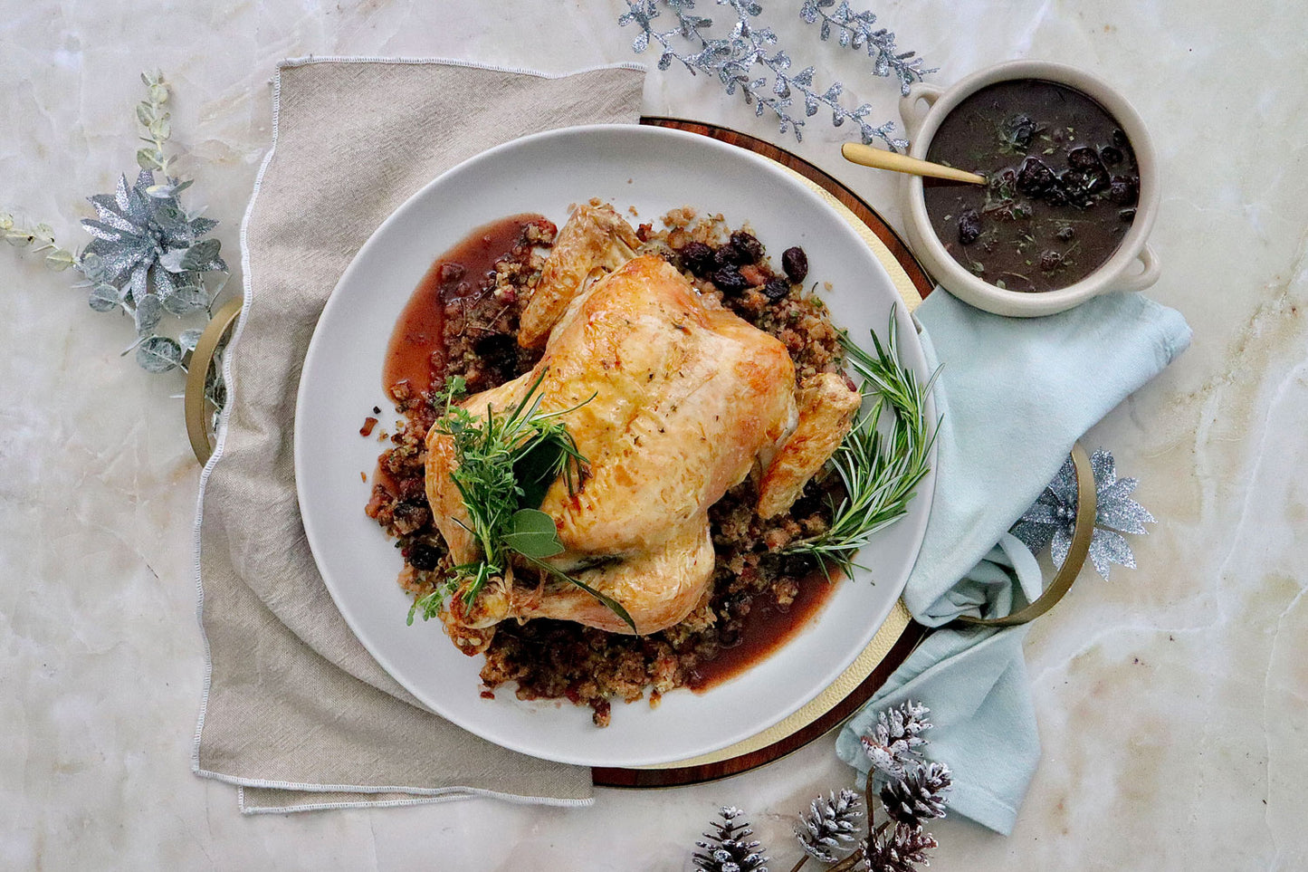 Cranberry and Pancetta Stuffed Roasted Christmas Chicken - with Cranberry Jus | Harris Farm Online