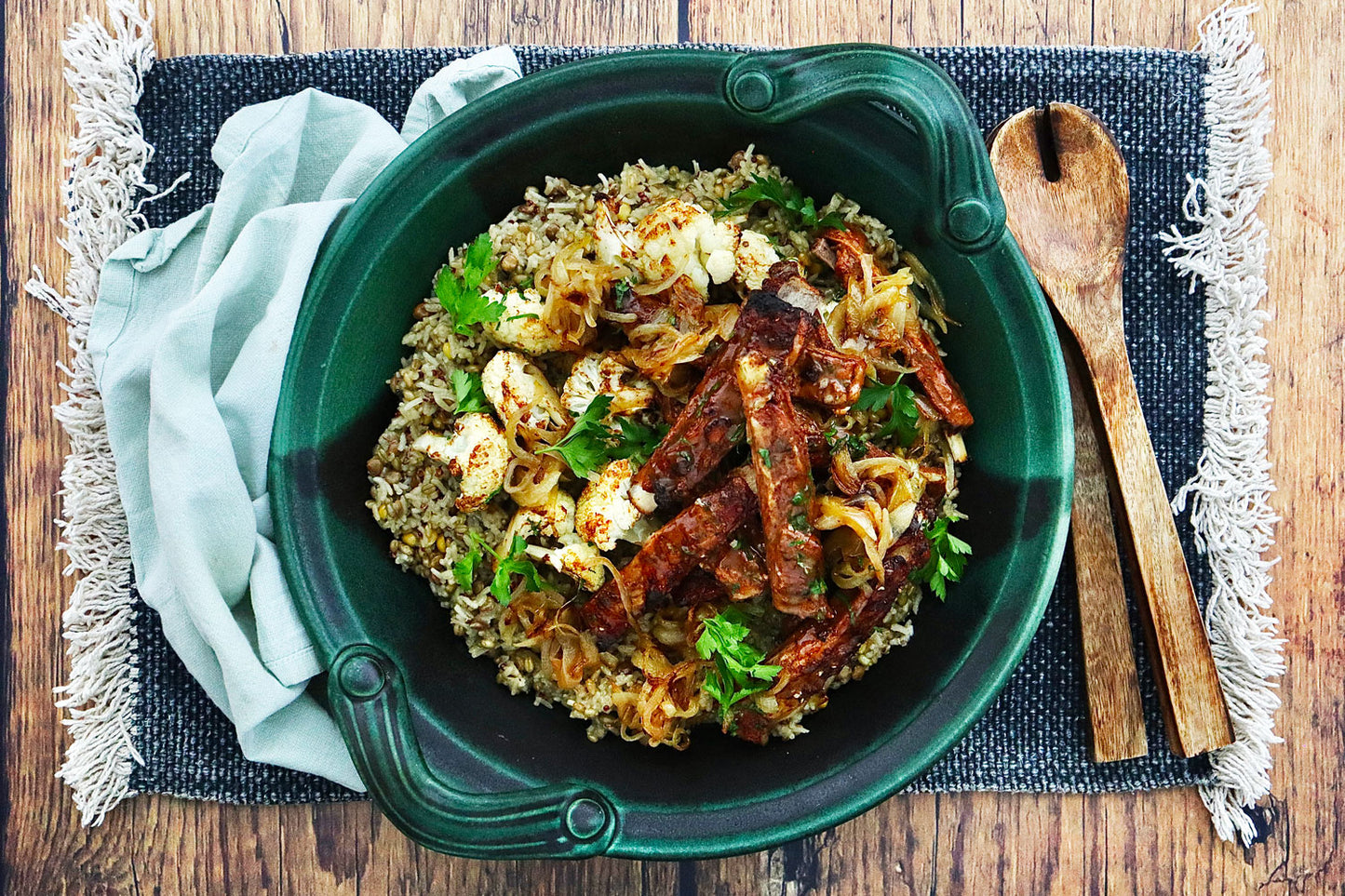 Organic Moroccan Lamb Ribs - with Roasted Cauliflower and Mixed Jade | Harris Farm Online