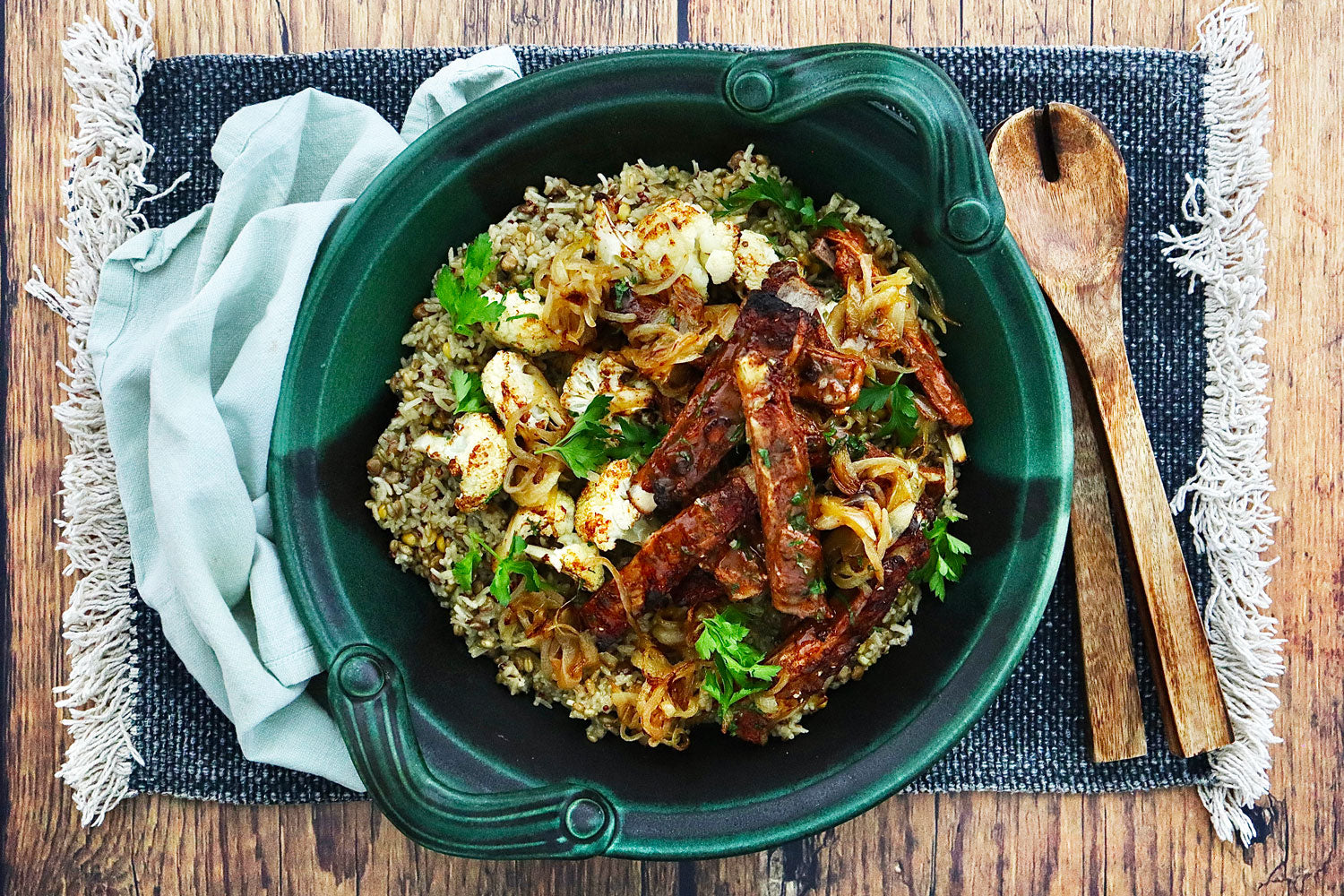 Organic Moroccan Lamb Ribs - with Roasted Cauliflower and Mixed Jade | Harris Farm Online