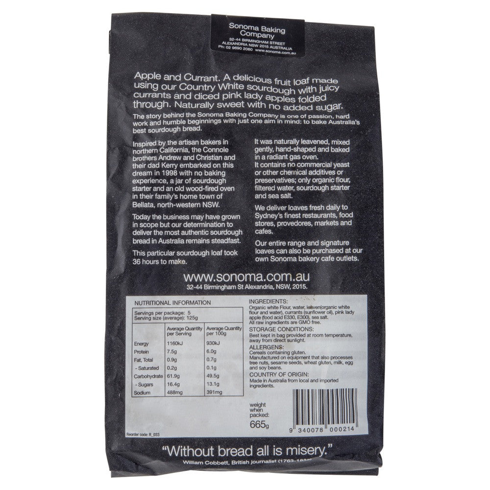 Sonoma Artisan Bakers Apple And Currant 665g , Z-Bakery - HFM, Harris Farm Markets
- 2