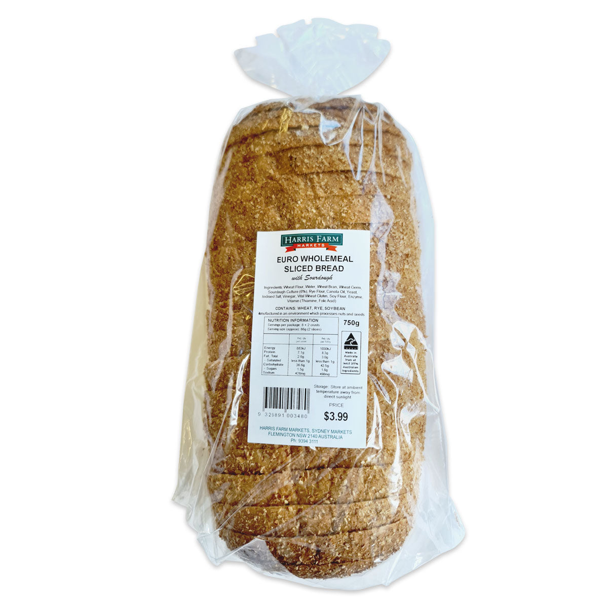 Harris Farm Sliced Bread Euro Wholemeal 750g | Harris Farm Markets Online