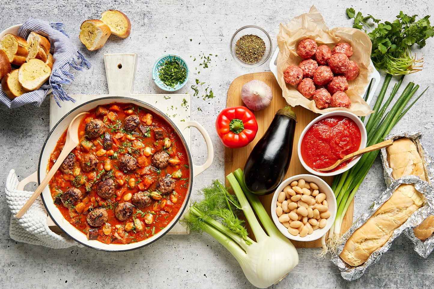 Meatball Minestrone - with Garlic Bread