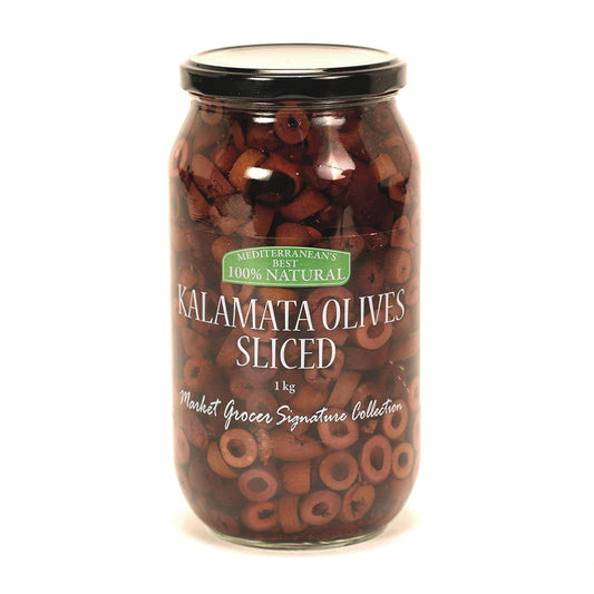 Market Grocer Olives Sliced Kalamata 1kg , Grocery-Condiments - HFM, Harris Farm Markets