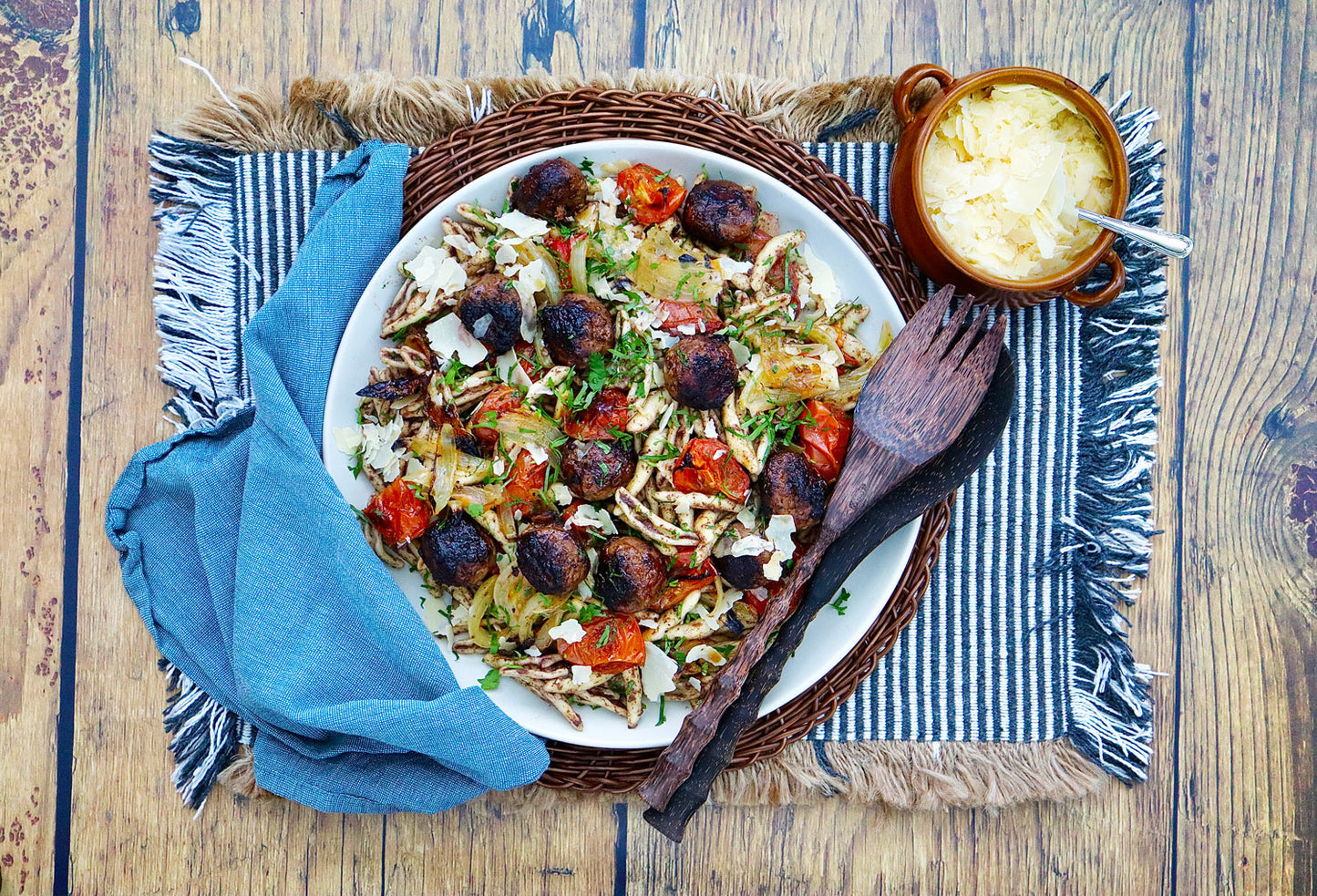 Beef Meatballs Capunti Pasta - with Roasted Tomatoes and Olive Tapenade | Harris Farm Online