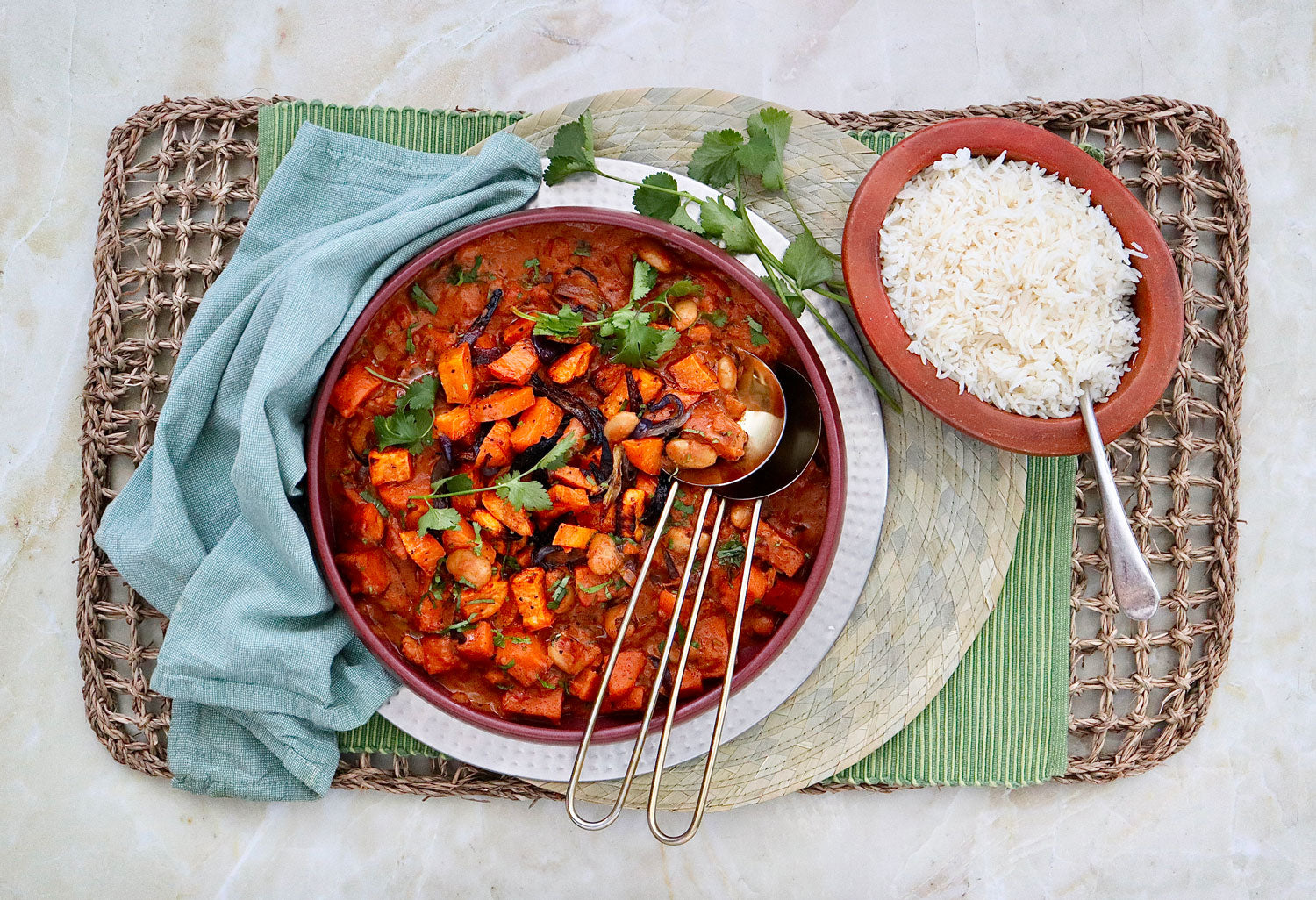 Sweet Potato Tikka Masala - with Butter Beans and Basmati Rice  |  Harris Farm Online
