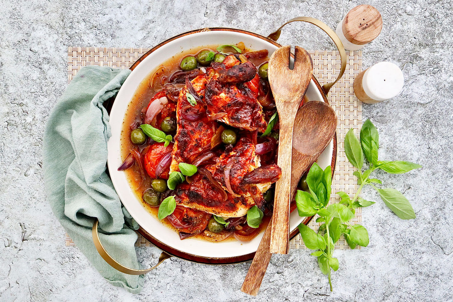 Lemon and Garlic Roasted Chicken - with Imperfect Roasted Tomato and Olive Salad | Harris Farm Online