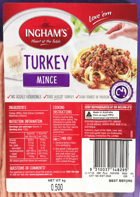 Turkey - Mince Inghams | Harris Farm Online