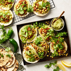 Plant Based Tacos Mexicanos - with Roasted Corn Tomato Fable Beef and Guacamole | Harris Farm Online