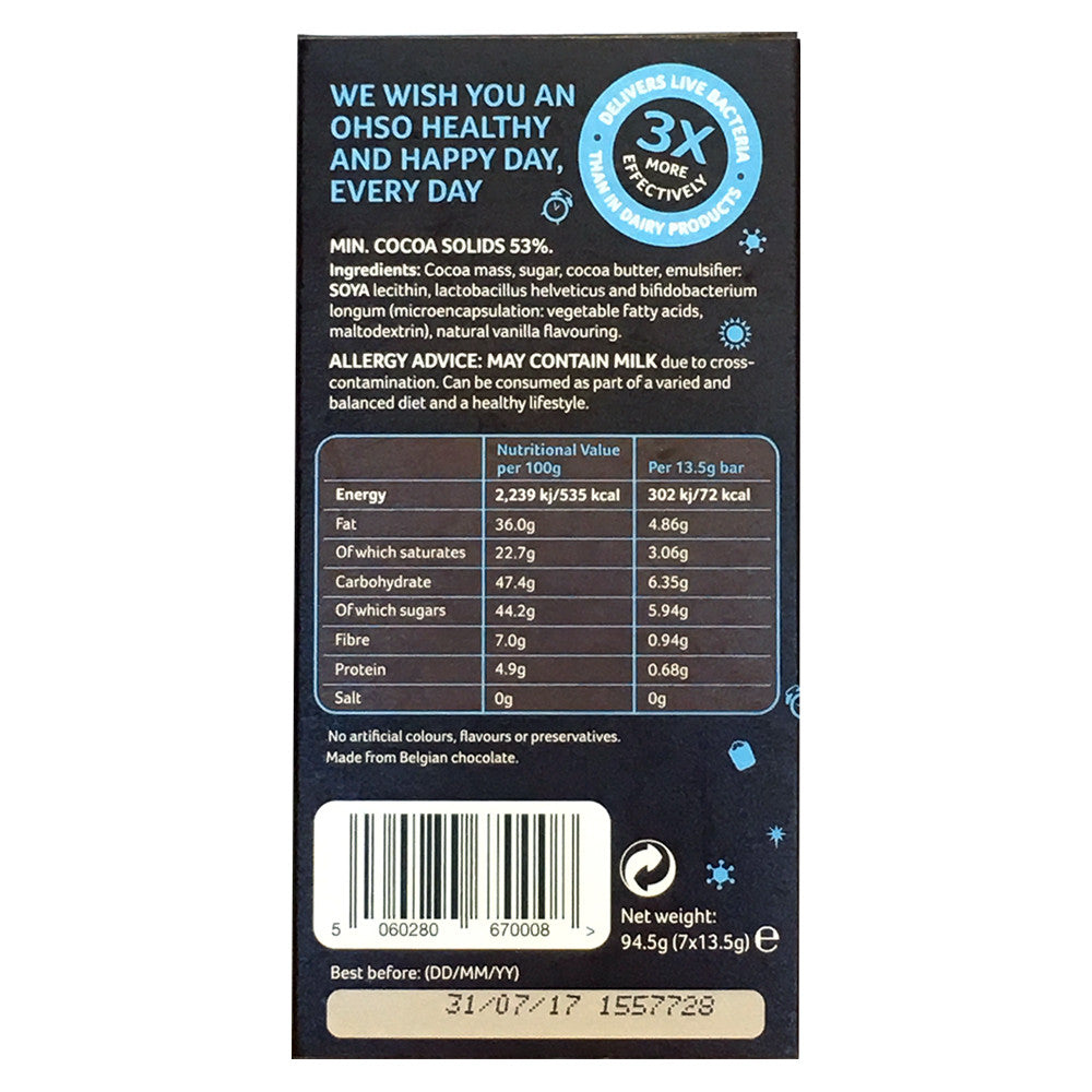 OHSO Probiotic Belgium Chocolate 7 x 13.5g , Grocery-Confection - HFM, Harris Farm Markets
 - 2