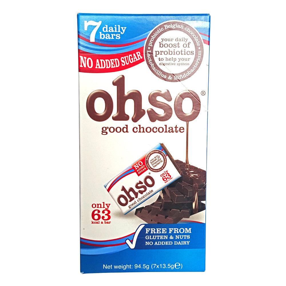 OHSO Probiotic Belgium Chocolate No Added Sugar 7 x 13.5g , Grocery-Confection - HFM, Harris Farm Markets