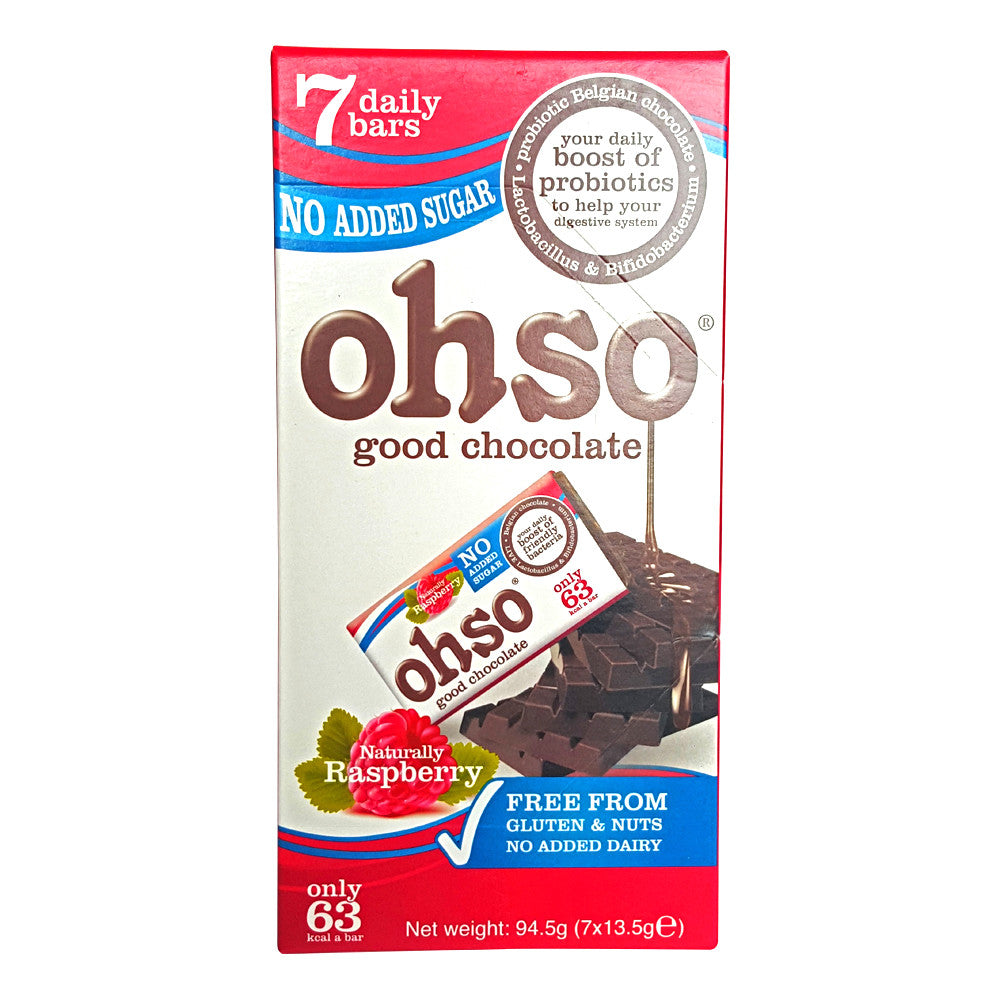 OHSO Probiotic Belgium Chocolate Raspberry 7 x 13.5g , Grocery-Confection - HFM, Harris Farm Markets