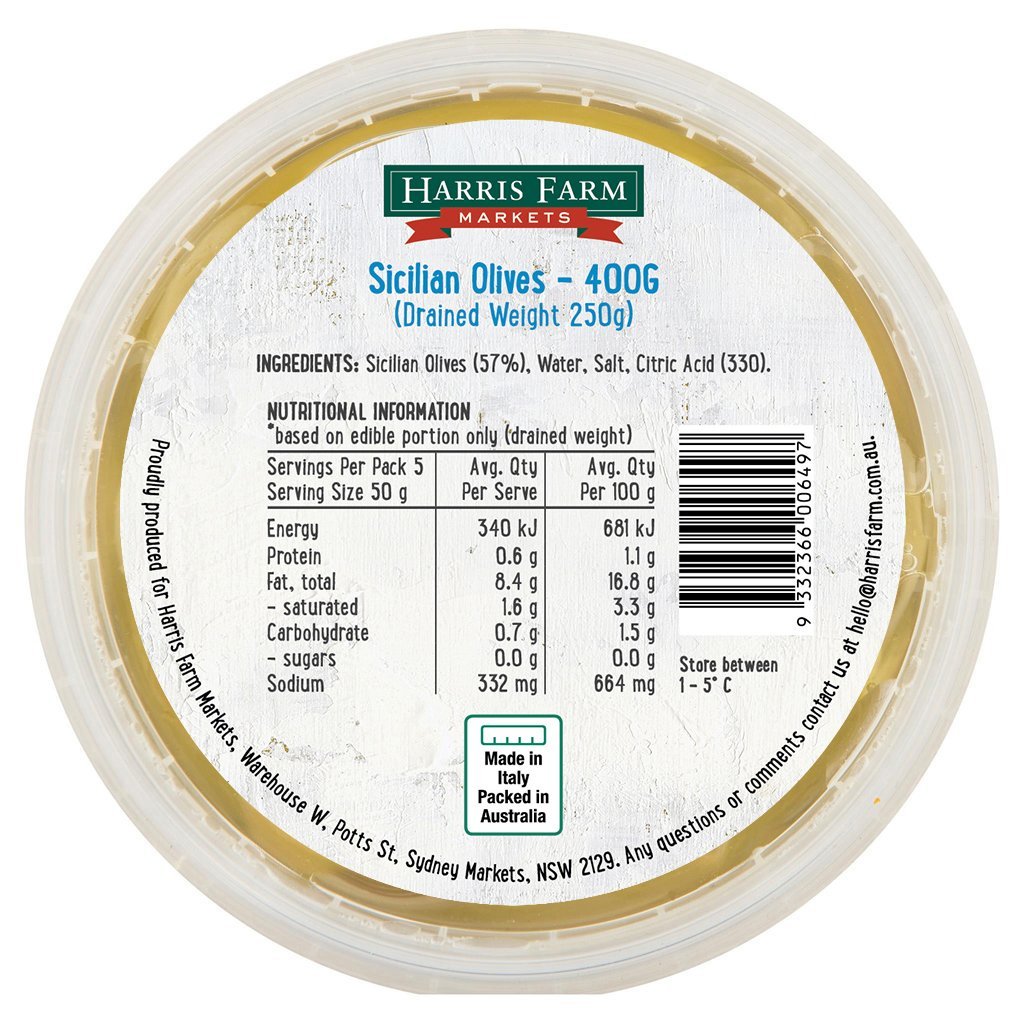 Harris Farm Olives Sicilian 400g