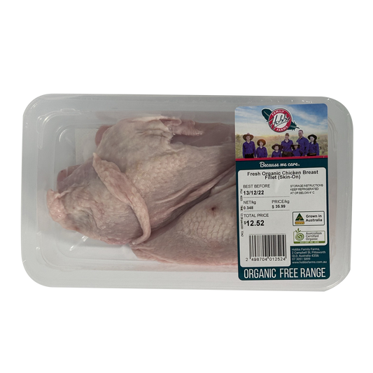 Hobbs Organic Chicken Breast Skin On 350-500g