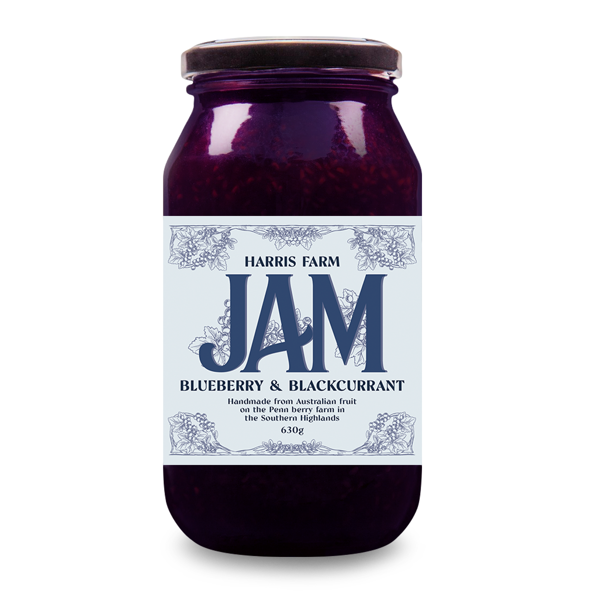 Harris Farm Jam Blueberry and Blackcurrant 630g