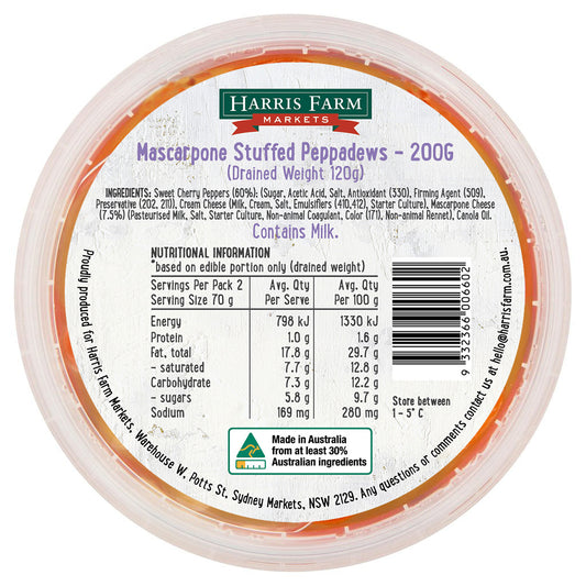 Harris Farm Mascarpone Stuffed Pepperdews | Harris Farm Online