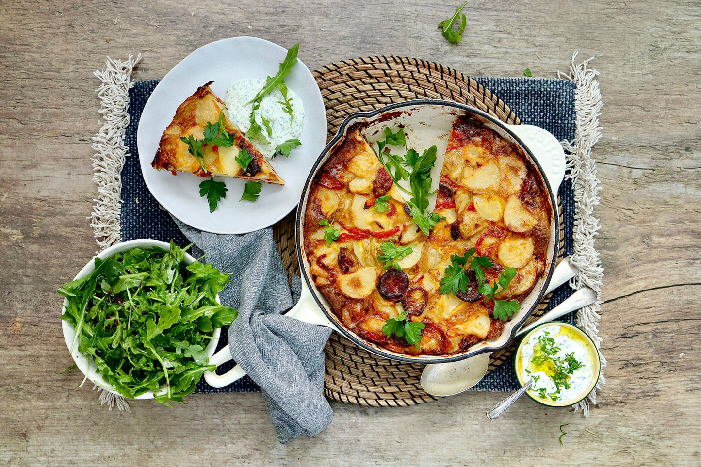 Spanish Potato and Chorizo Frittata - with Garlic Sour Cream