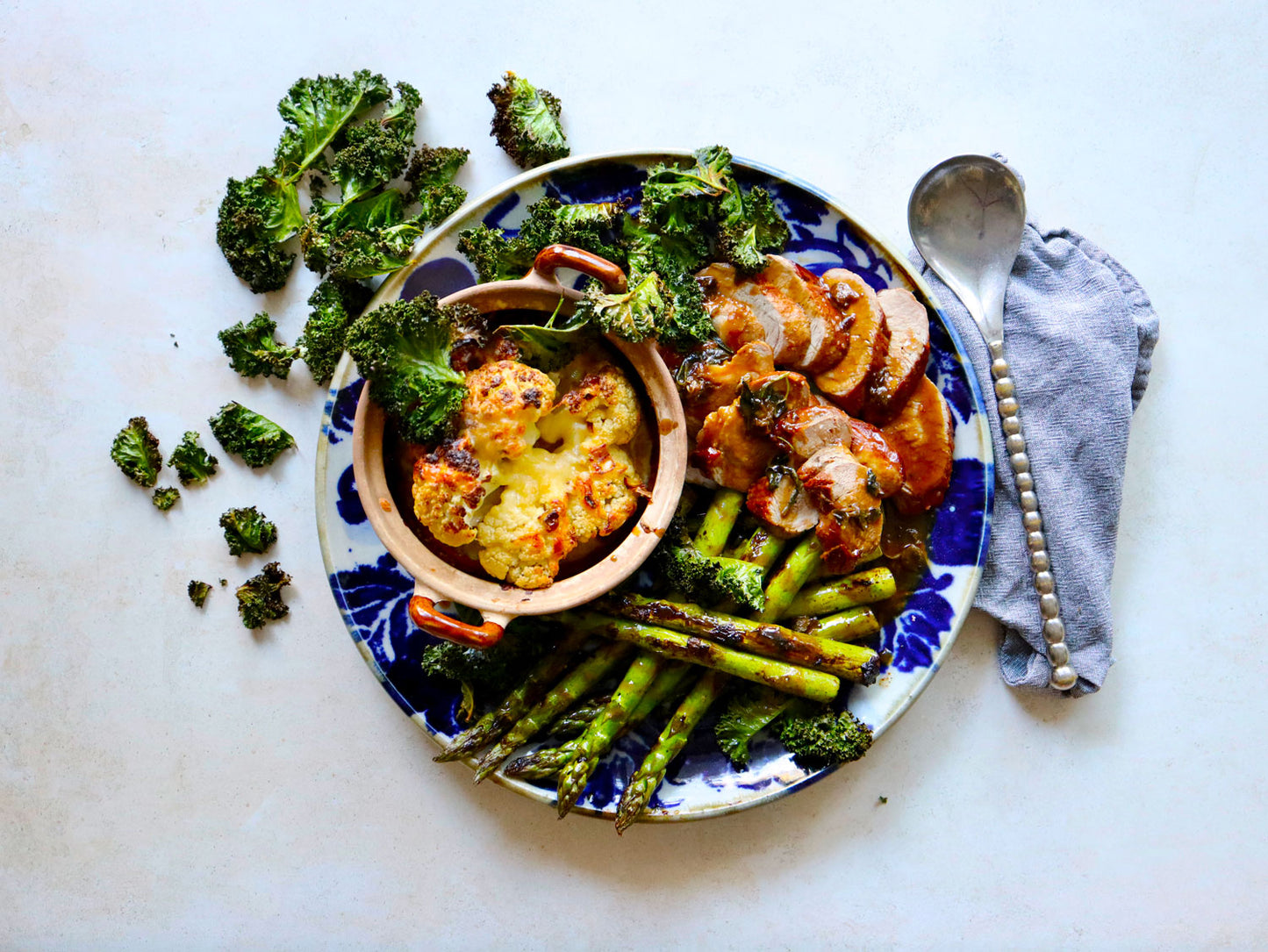 Honey Sage and Lemon Pork Fillet - with Asparagus and Cauliflower Gratin | Harris Farm Online