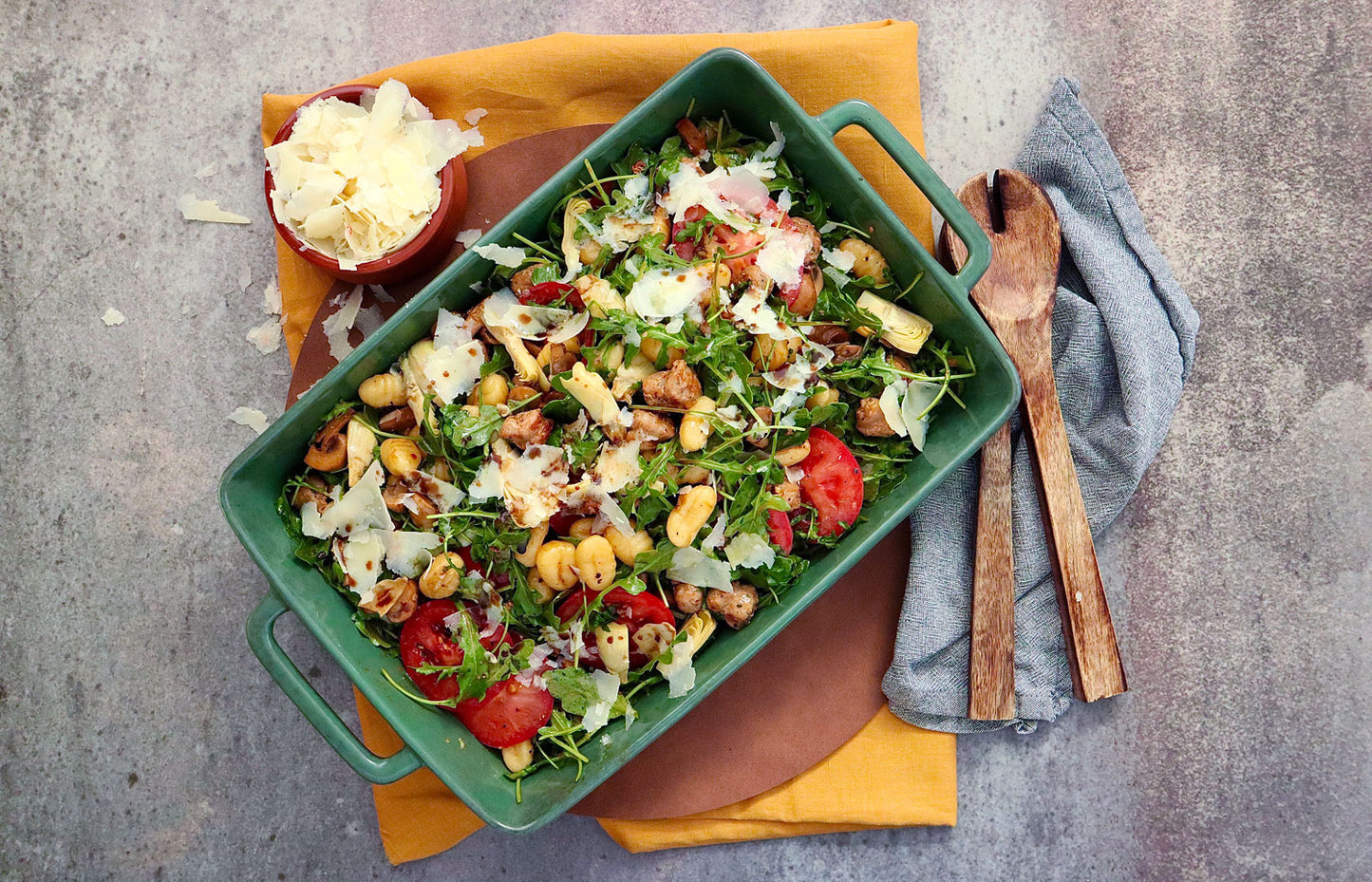 Potato Gnocchi - with Tuscan Pork Sausages Artichokes and Tomato Salad | Harris Farm Online