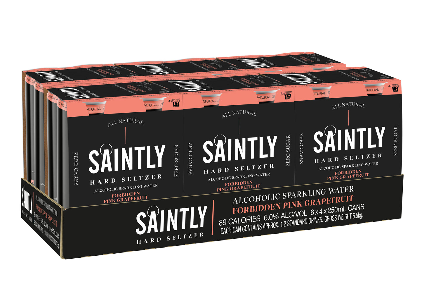 Saintly Seltzer Forbidden Pink Grapefruit Case | Harris Farm Online