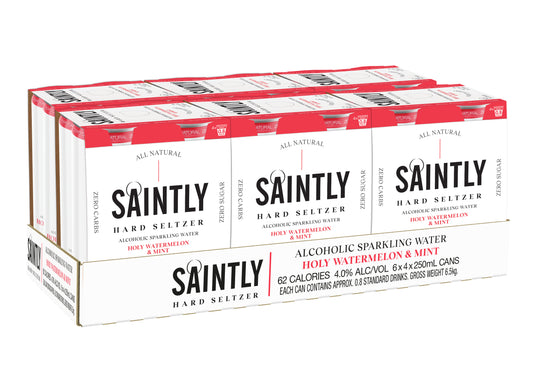 Saintly Seltzer Holy Watermelon and Mint Case | Harris Farm Online