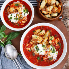 Tomato, Cannellini Beans and Buffalo Mozzarella Soup  |  Harris Farm Online